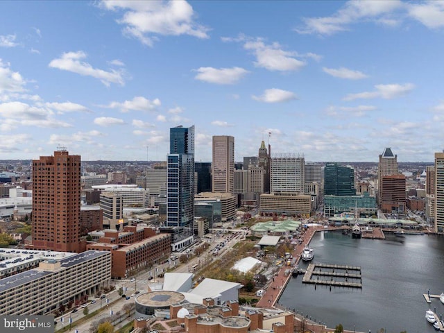 view of city featuring a water view