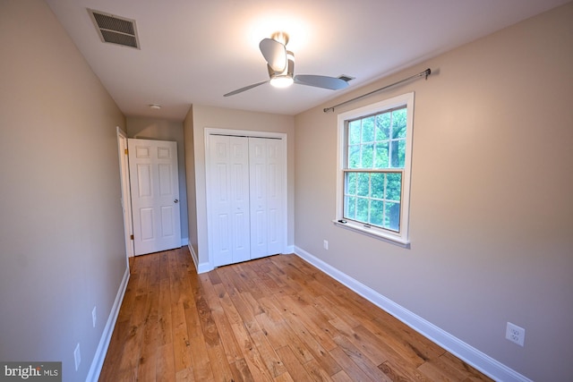 622 Hastings Rd, Baltimore, MD 21286 - unfurnished bedroom featuring light wood-type flooring, a closet, and ceiling fan