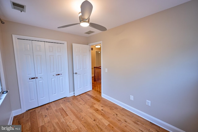 622 Hastings Rd, Baltimore, MD 21286 - unfurnished bedroom featuring light wood-style floors, a closet, and ceiling fan