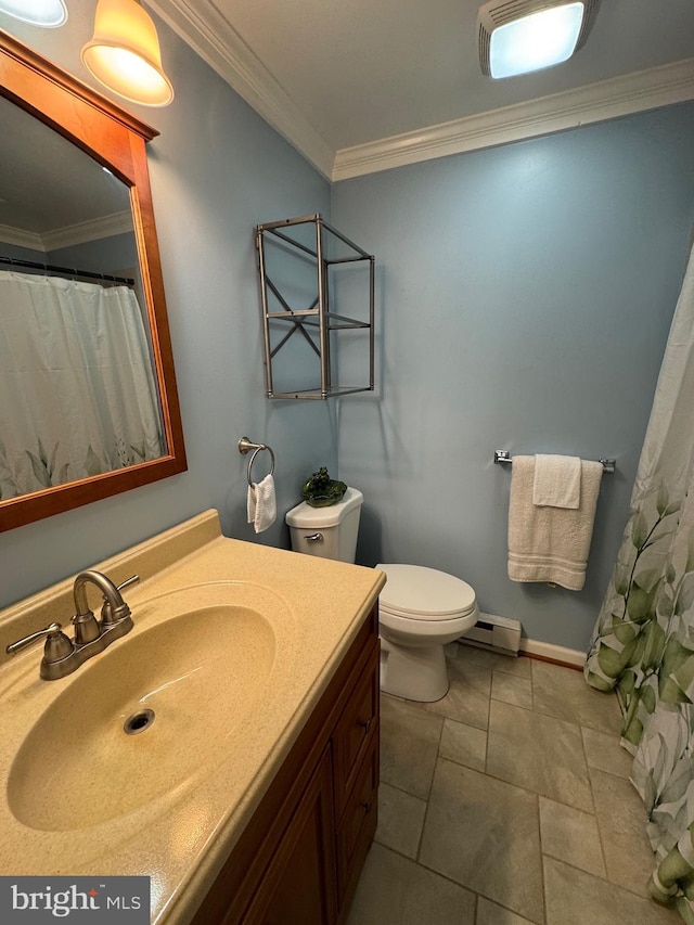 22 Alden Ct, Berlin, MD 21811 - full bathroom featuring toilet, crown molding, vanity, and tile patterned flooring