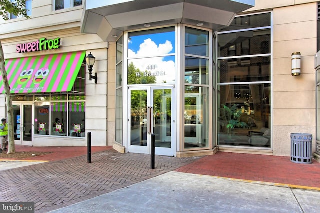 view of exterior entry with french doors