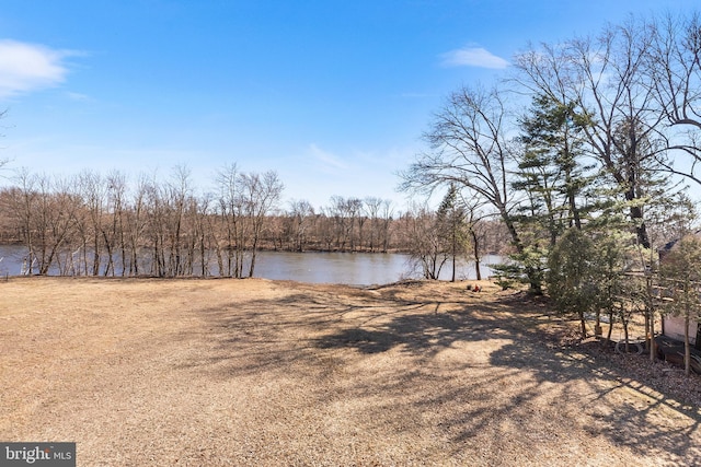 view of yard with a water view