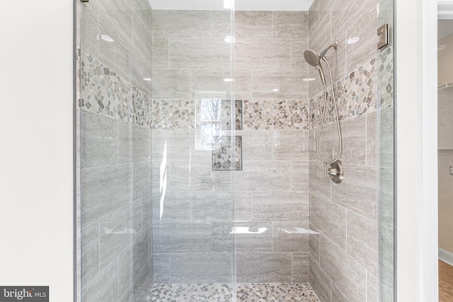 bathroom featuring a shower stall