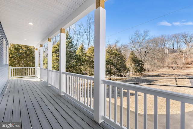 deck featuring a porch