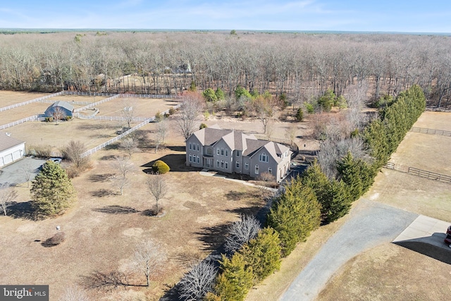 drone / aerial view with a rural view