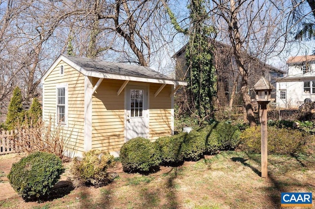 view of shed