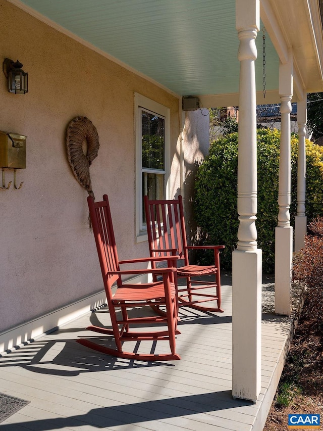 deck with covered porch