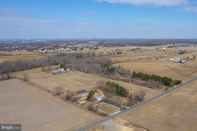 aerial view featuring a rural view