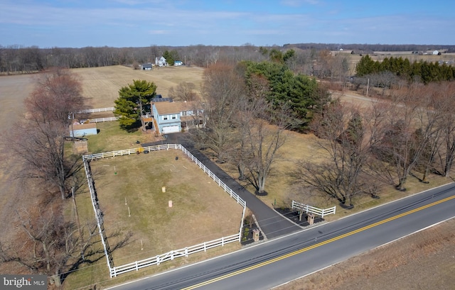 drone / aerial view with a rural view