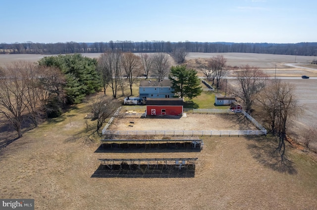 aerial view featuring a rural view