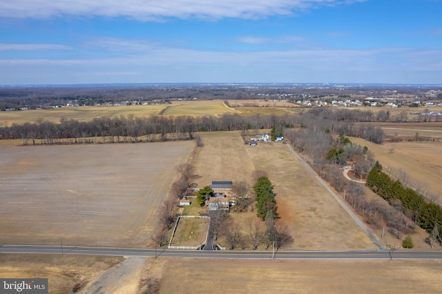 aerial view featuring a rural view