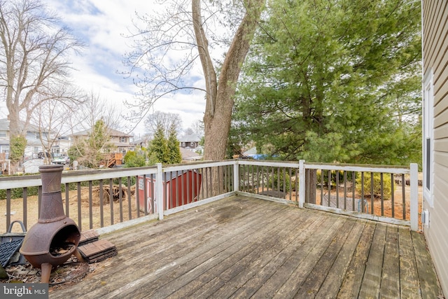 deck with a residential view