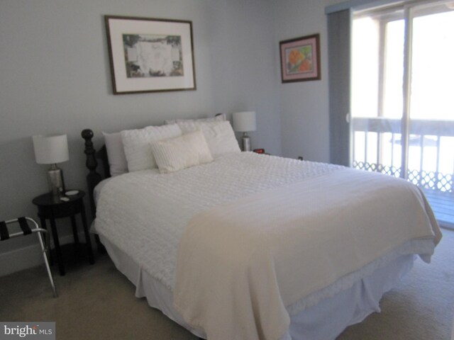 bedroom featuring multiple windows and light colored carpet