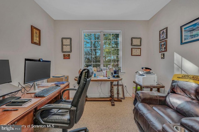 view of carpeted office space