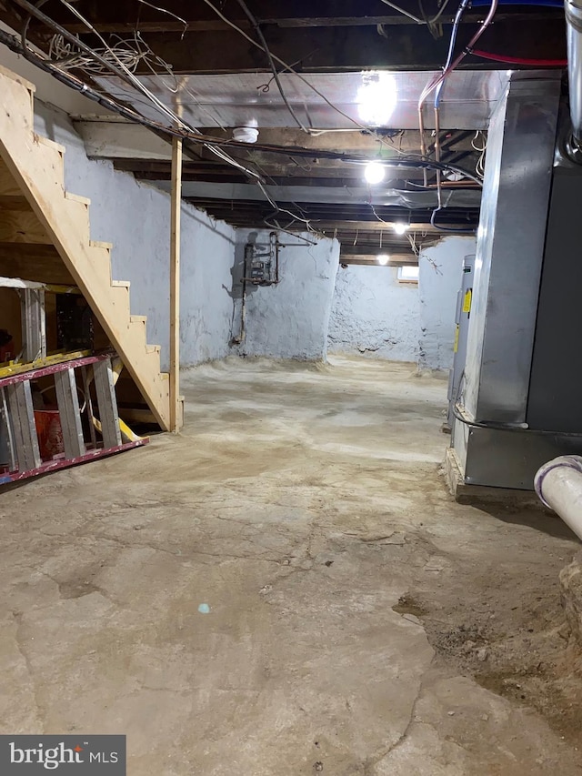 view of unfinished basement