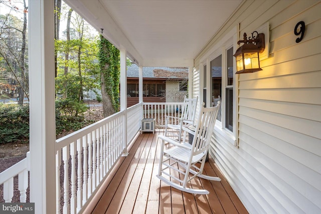 deck featuring a porch