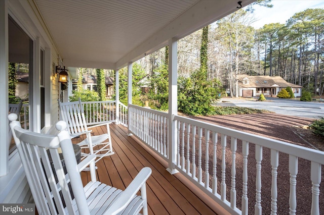 deck with a porch