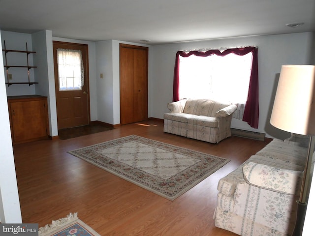 living area featuring wood finished floors