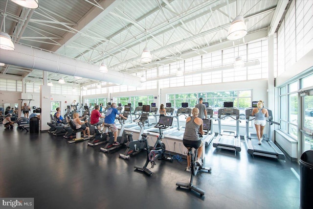 gym featuring a high ceiling