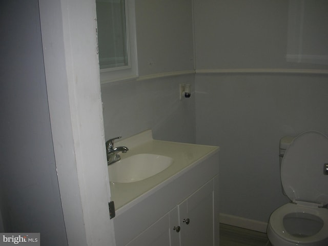 bathroom with toilet and vanity