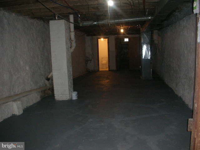 view of unfinished basement