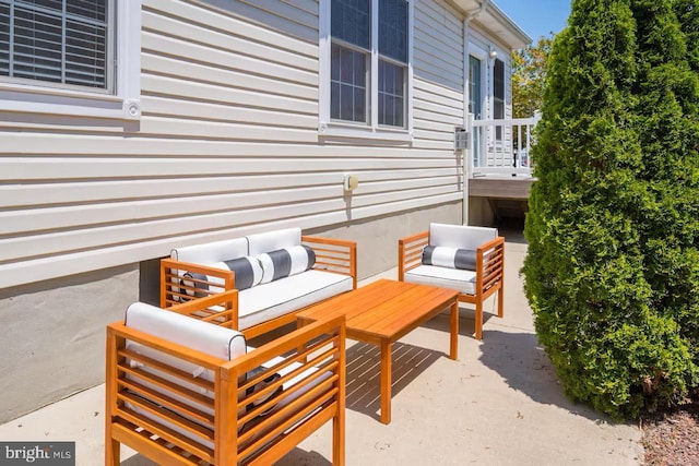 view of patio featuring an outdoor living space