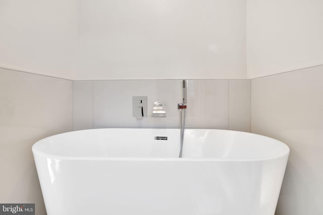 room details featuring a freestanding bath and a sink