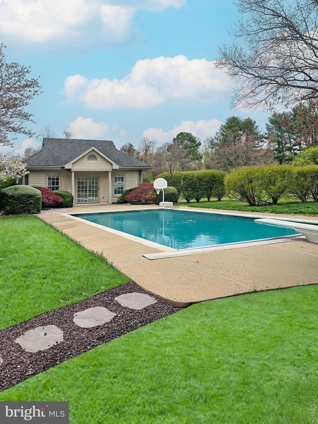 10506 Milkweed Dr, Great Falls, VA 22066 - outdoor pool featuring a lawn and a patio area