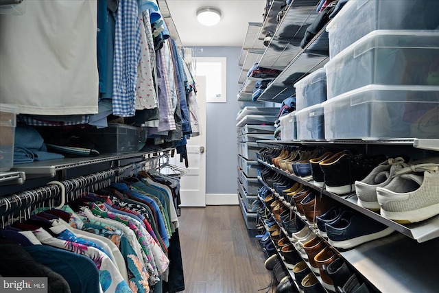 spacious closet featuring wood finished floors