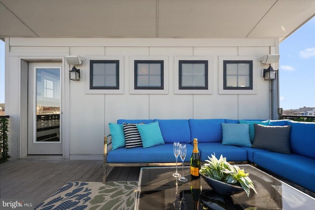 view of patio / terrace with outdoor lounge area and a wooden deck