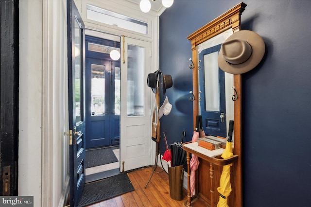 entryway with hardwood / wood-style floors and a wealth of natural light