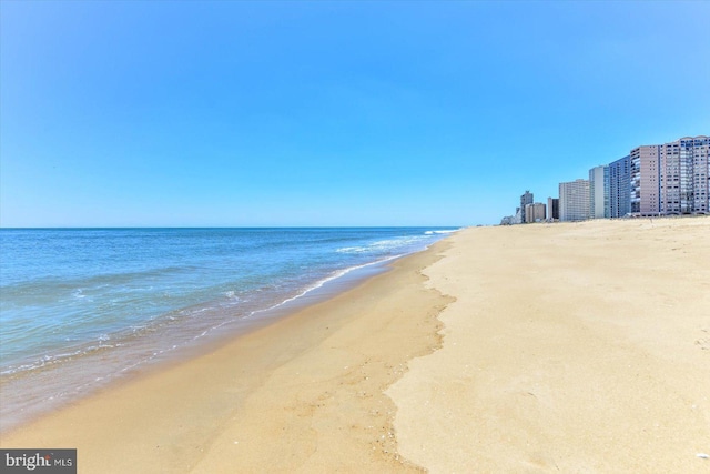 view of water feature with a view of the beach