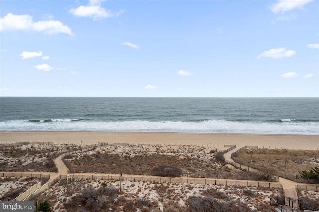 property view of water featuring a view of the beach