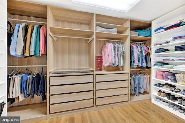 spacious closet with wood finished floors