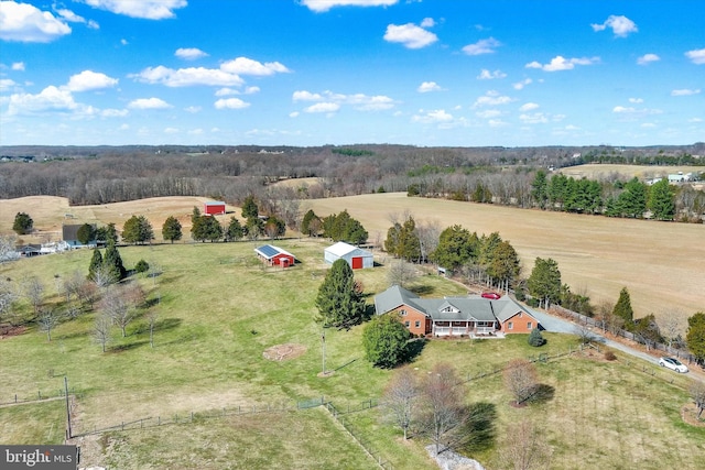 aerial view with a rural view