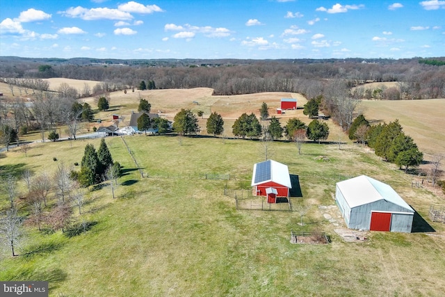 aerial view featuring a rural view