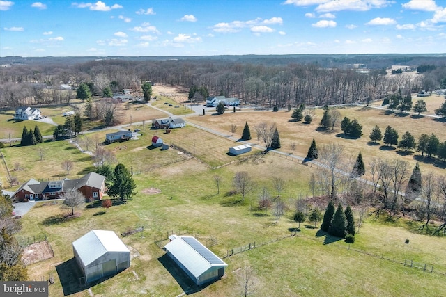 bird's eye view featuring a rural view