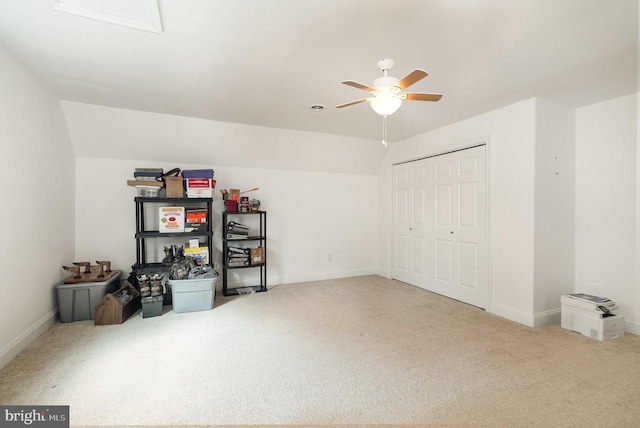 storage featuring ceiling fan