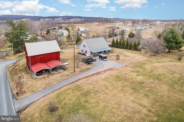 aerial view with a rural view