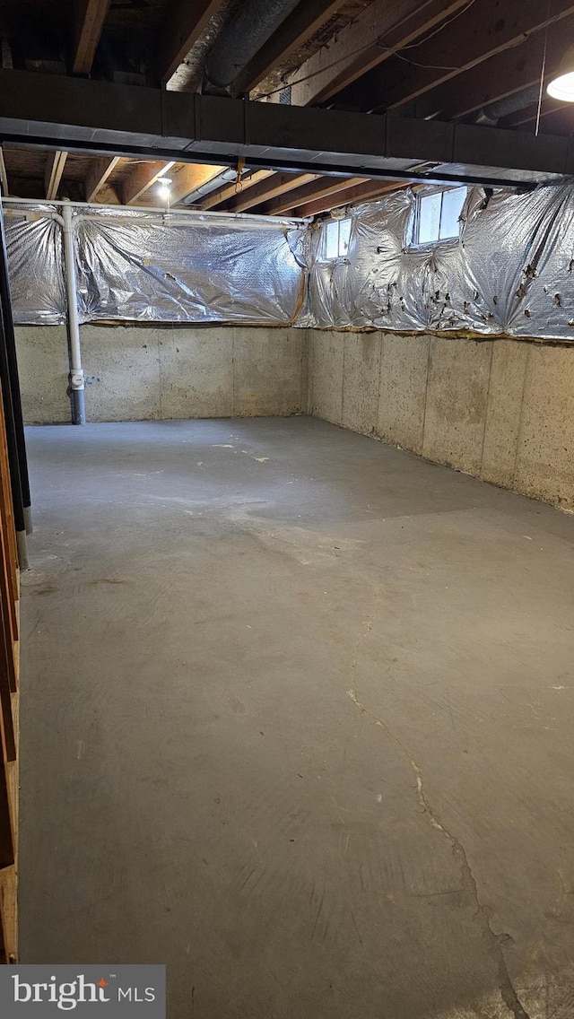 view of unfinished basement