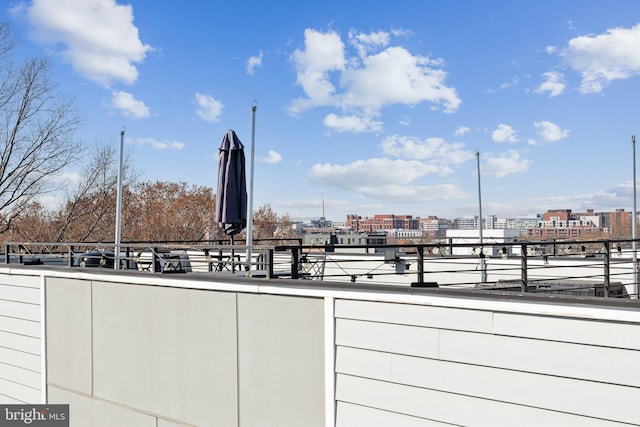 view of patio / terrace with a city view