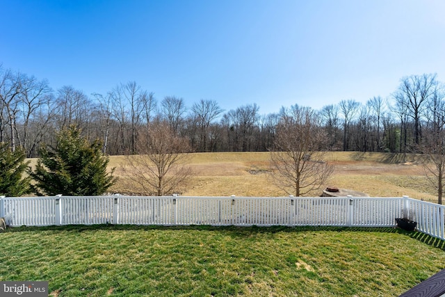 view of yard featuring a fenced backyard