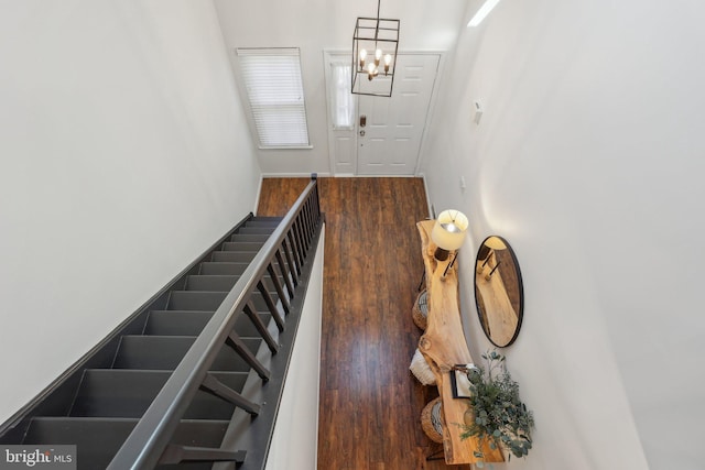 stairway featuring wood finished floors