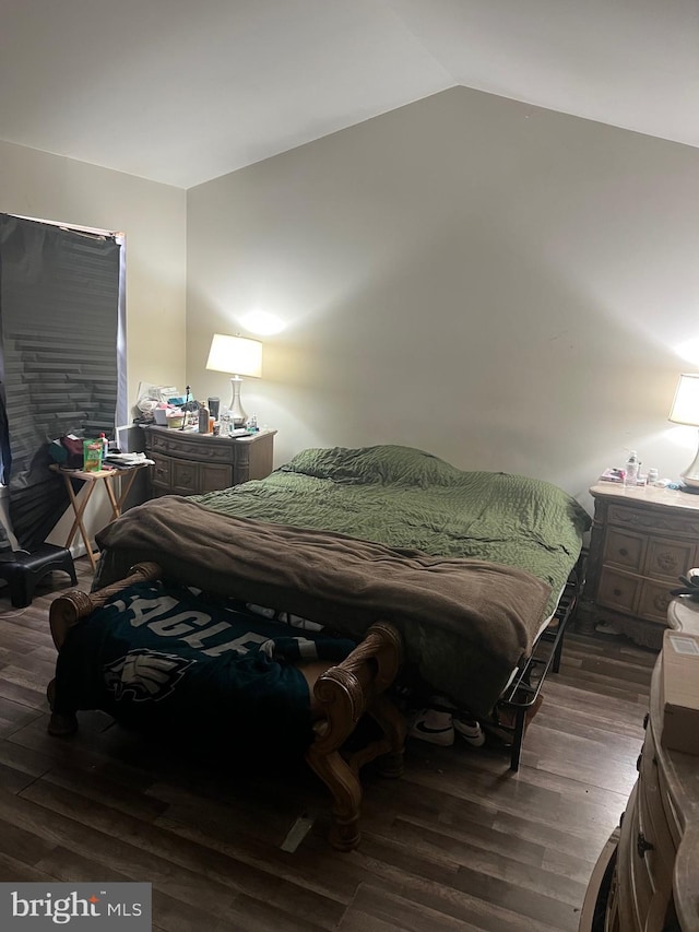 bedroom featuring vaulted ceiling and wood finished floors