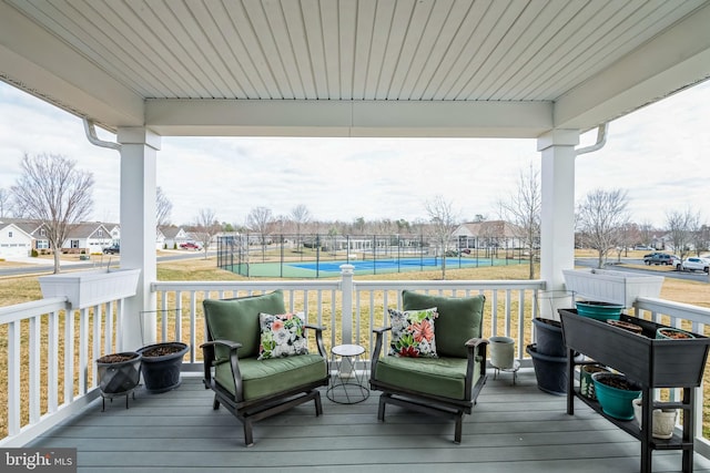 deck with covered porch