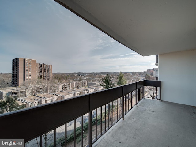 balcony featuring a view of city