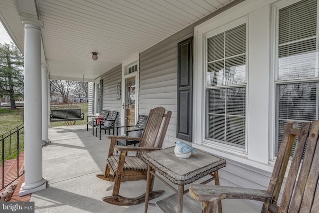 view of patio featuring covered porch