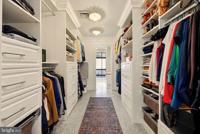 walk in closet featuring visible vents