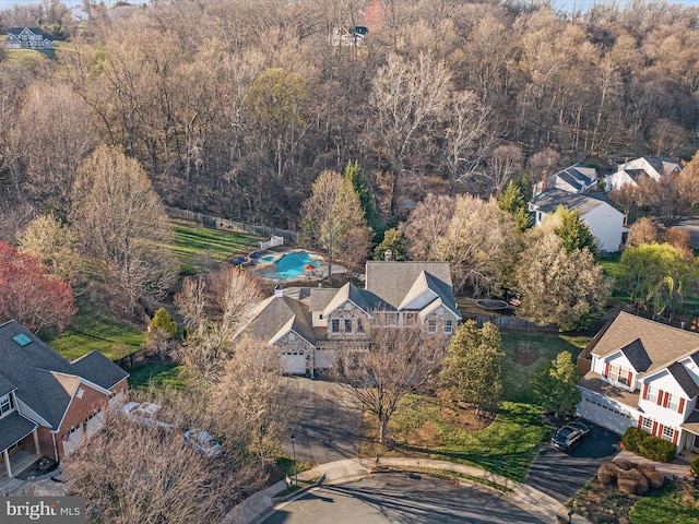 aerial view featuring a residential view
