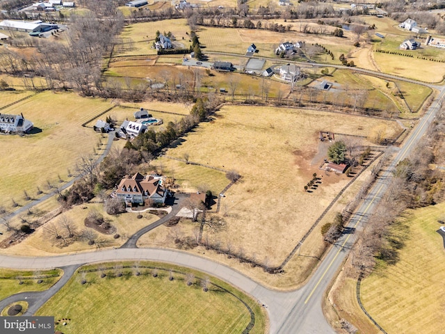 aerial view featuring a rural view